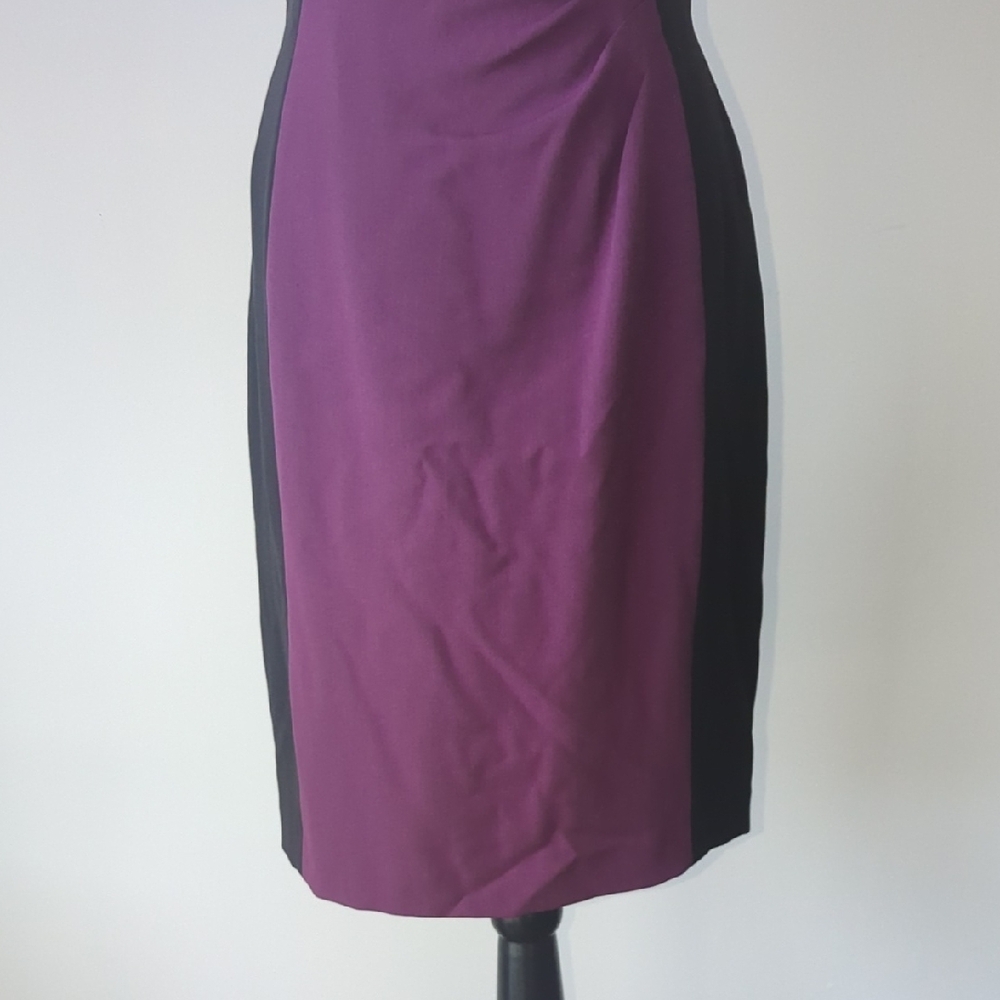 Tahari Purple and Gray Midi Dress Size 10 - Picture 5 of 13
